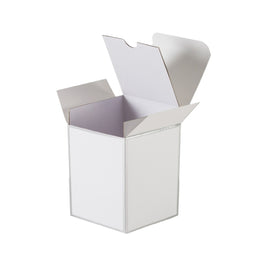 Medium Candle Box - White with Silver Edge
